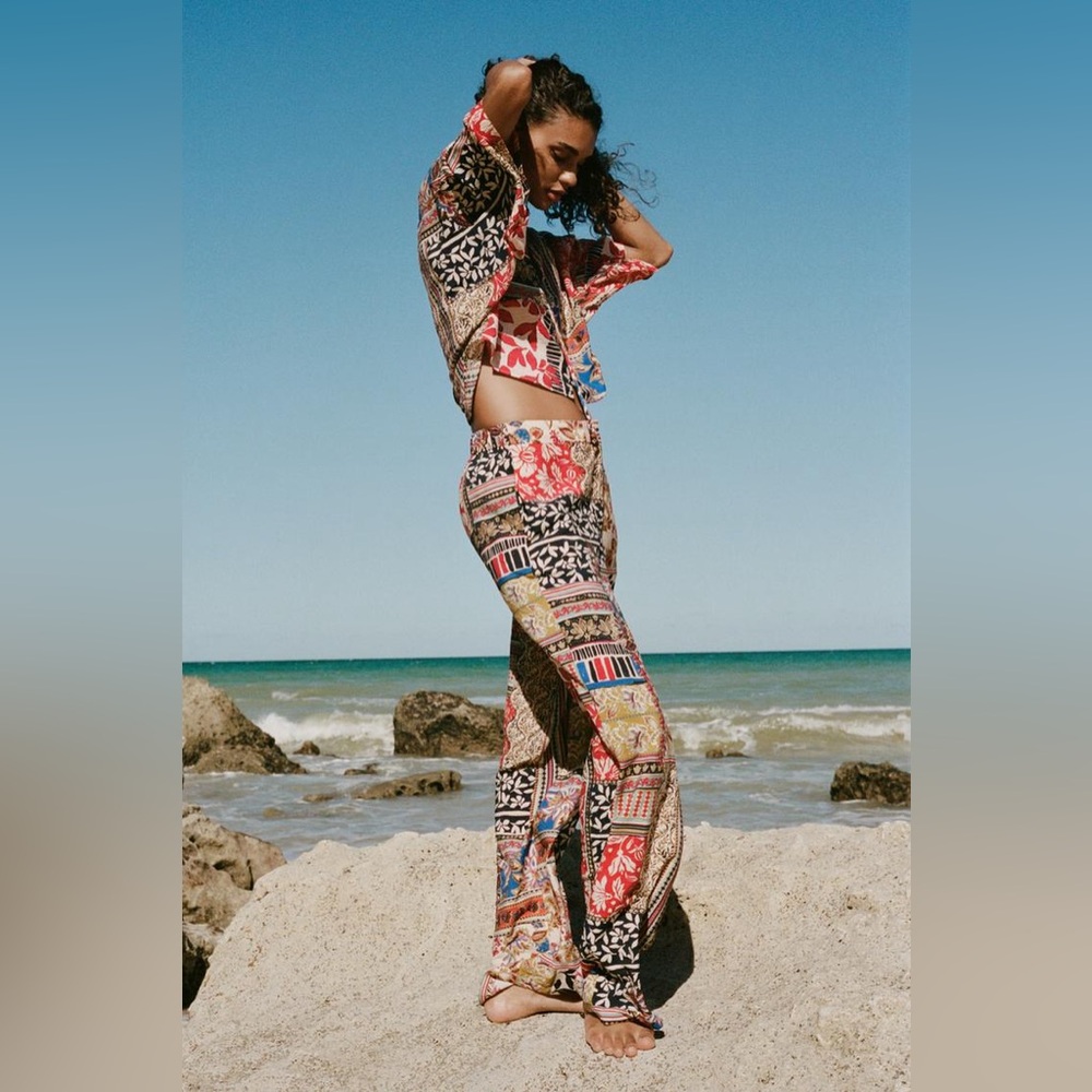 Zara Multicolored Patchwork Pants - Picture 3 of 9